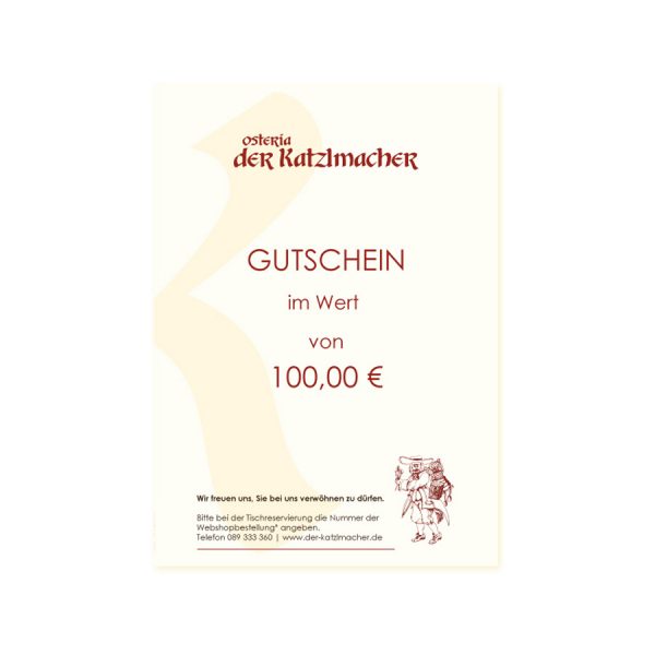 Restaurant Gutschein 100