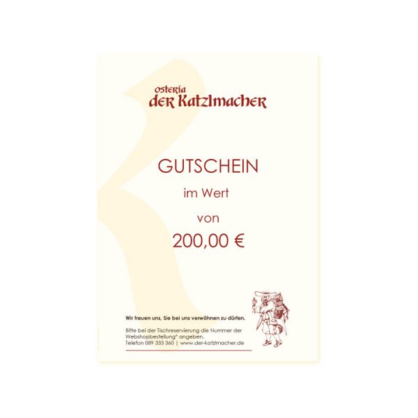 Restaurant Gutschein 200